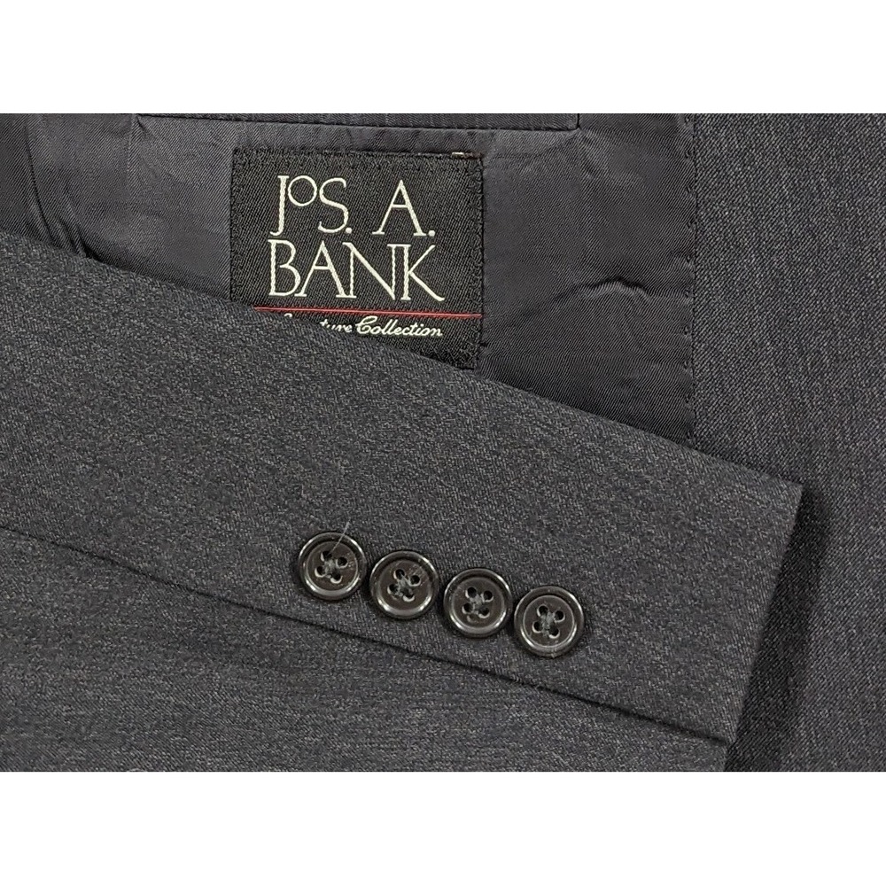 Jos. Bank Signature Blazer Sport Coat Jacket 100% Wool 44L Dark Gray Crosshatch